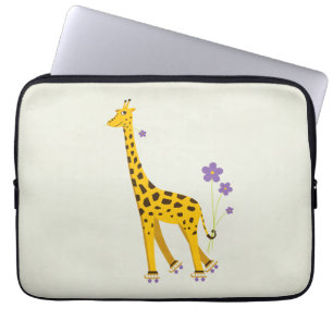 Funny Giraffe Roller Skating 15 inch Laptop Sleeve