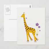 Funny Giraffe Roller Skating Briefkaart (Voorkant / Achterkant)