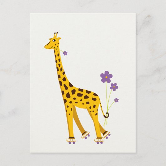 Funny Giraffe Roller Skating Briefkaart (Voorkant)