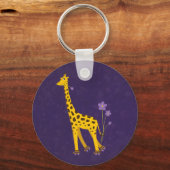 Funny Giraffe Roller Skating Paarse Sleutelhanger (Voorkant)