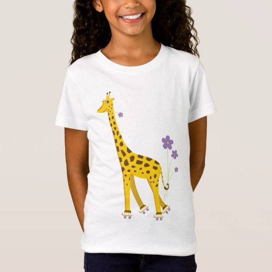 Funny Giraffe Roller Skating T-shirt (Voorkant)