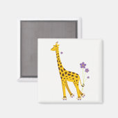 Funny Giraffe Rollerskating Magneet (Voorkant / Achterkant)