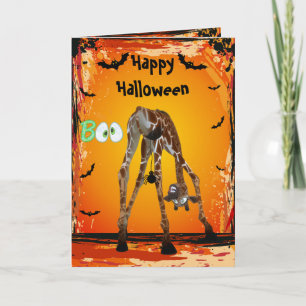 Funny Giraffe & Spider Halloween Card Kaart