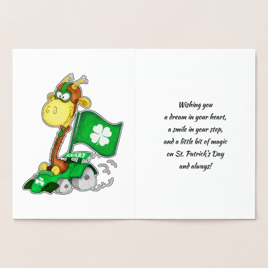 Funny Giraffe St.Patrick's Day Real Foil Cartes (Intérieur)
