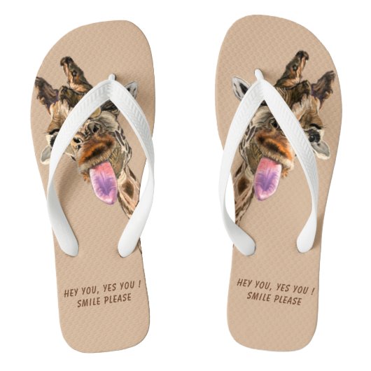 Funny Giraffe Teenslippers Smile - Kies kleuren (Voetbed)