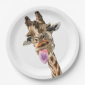 Funny Giraffe Tongue Out and Playful Wink - Fun Papieren Bordje (Voorkant)