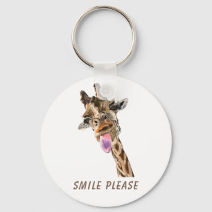 Funny Giraffe Tongue Out and Playful Wink - Fun Sleutelhanger
