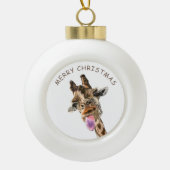 Funny Giraffe Tongue Out and Playful Wink - Smile Keramische Bal Ornament (Voorkant)