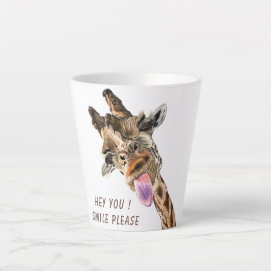 Funny Giraffe Tongue Out and Playful Wink - Smile Latte Mok (Voorkant)
