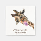 Funny Giraffe Tongue Out and Playful Wink - Smile Servet (Voorkant)