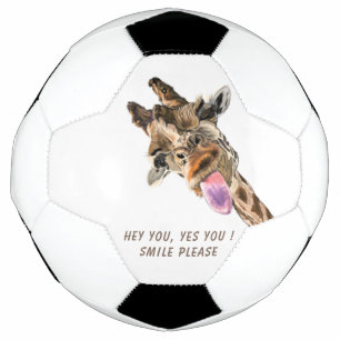 Funny Giraffe Tongue Out and Playful Wink - Smile  Voetbal
