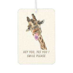 Funny Giraffe Tongue Out en Playful Wink Cartoon Luchtverfrisser