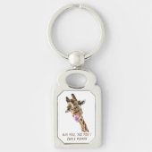 Funny Giraffe Tongue Out en Playful Wink Cartoon Sleutelhanger (Voorkant)