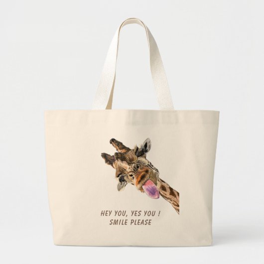 Funny Giraffe Tongue Out Playful Canvas tas (Voorkant)