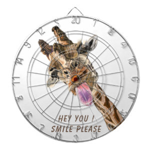 Funny Giraffe Tongue Out Playful Dart Board Smile Dartbord