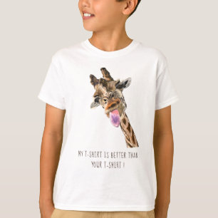 Funny Giraffe Tongue Out Playful Wink - Voeg tekst T-shirt