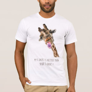 Funny Giraffe Tongue Out Playful Wink - Voeg tekst T-shirt
