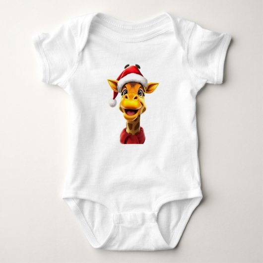 Funny giraffe wearing a Santa hat Romper (Voorkant)