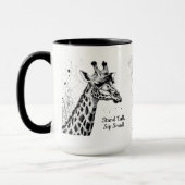 Funny Giraffe Zwart Wit Ink Gepersonaliseerd Mok (Links)