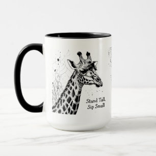 Funny Giraffe Zwart Wit Ink Gepersonaliseerd Mok
