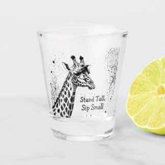 Funny Giraffe Zwart Wit Ink Gepersonaliseerd Shot Glas