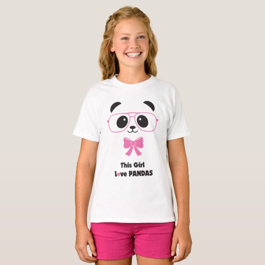 Funny Girl Love Pandas T-shirt (Voorkant volledig)