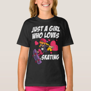 Funny Girl Skateboard Gift for Kids Women Cool Ska T-shirt
