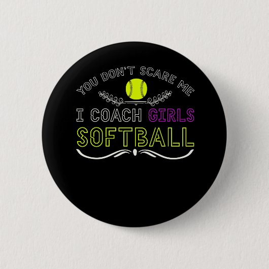 Funny Girls Softball Coach Ronde Button 5,7 Cm (Voorkant)