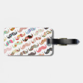 Funny Girly Colorful Pattern Mustaches Bagagelabel (Achterkant horizontaal)