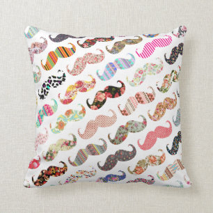 Funny Girly Colorful Pattern Mustaches Kussen