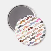 Funny Girly Colorful Pattern Mustaches Magneet (Voorkant / Achterkant)