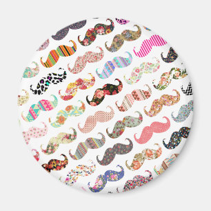 Funny Girly Colorful Pattern Mustaches Magneet