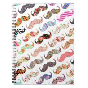 Funny Girly Colorful Pattern Mustaches Notitieboek