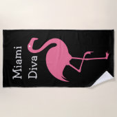 Funny Girly Diva Pink Flamingo Strandlaken (Voorkant)