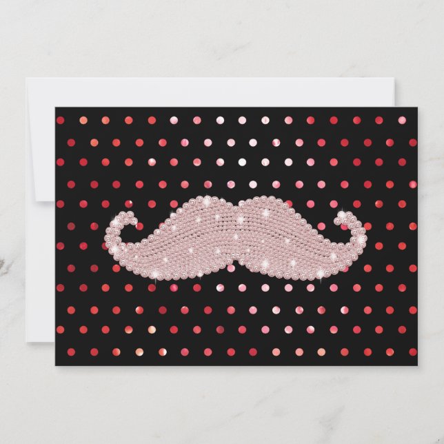 Funny Girly Pink Bling Mustache Polka Dots Pattern (Voorkant)