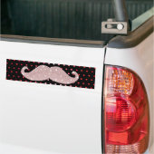 Funny Girly Pink Bling Mustache Polka Dots Pattern Bumpersticker (Op Truck)