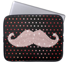 Funny Girly Pink Bling Mustache Polka Dots Pattern