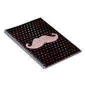 Funny Girly Pink Bling Mustache Polka Dots Pattern Notitieboek (Rechterzijde)