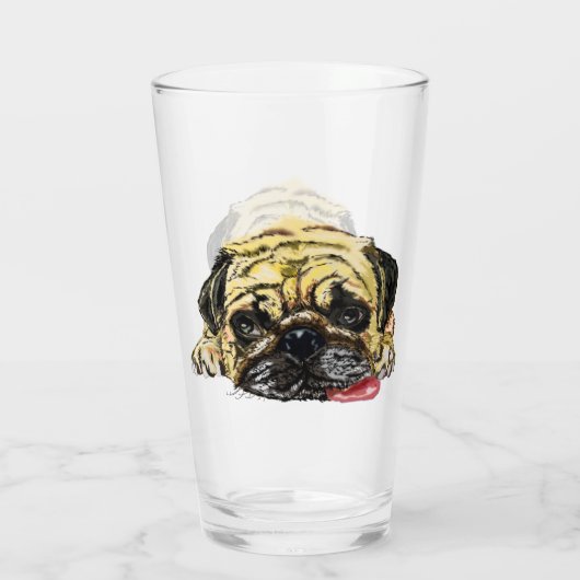 Funny Glass met Pug Dog Glas (Achterkant)
