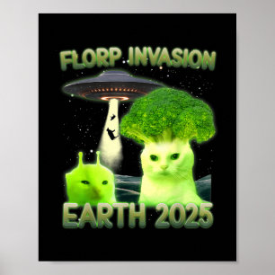 Funny Glerp Glorp Funny Alien Cat Meme  Poster