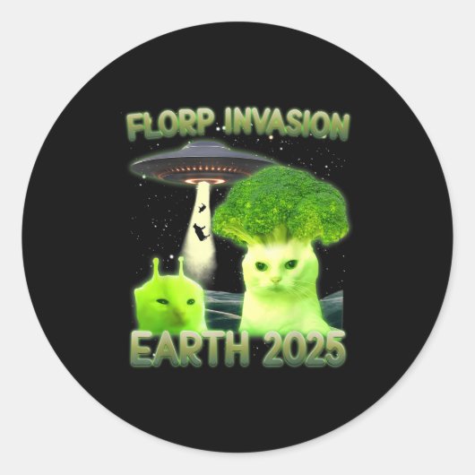 Funny Glerp Glorp Funny Alien Cat Meme Ronde Sticker (Voorkant)