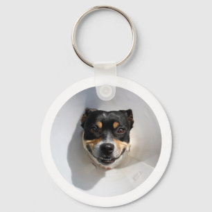 Funny glimlachte hond sleutelhanger