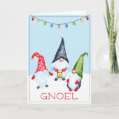 Funny Gnoel Gnomes de Noël Carte de vacances (Devant)