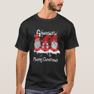 Funny Gnomaste Merry Kerstgnomen Yoga Lovers T-shirt