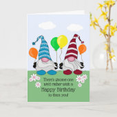 Funny Gnome Birthday Kaart (Gele Bloem)