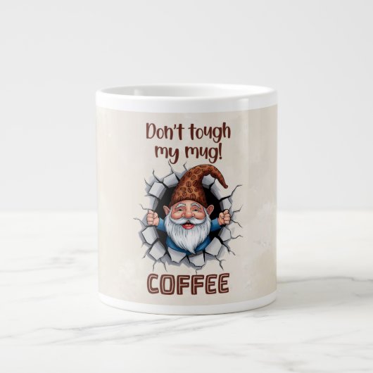 Funny Gnome Coffee Mug – “Don’t Touch My Mug Extra Grote Beker (Voorkant)