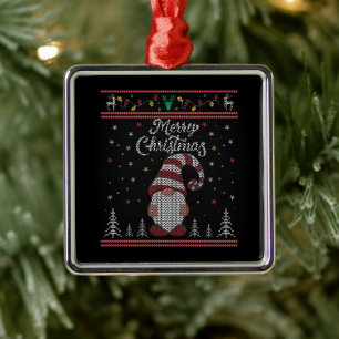Funny Gnome Merry Kerstmis Metalen Ornament