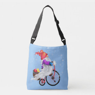 Funny Gnome met Bike en Gifts - Vrolijk kerstfeest Crossbody Tas