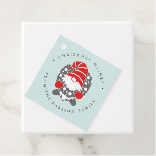 Funny Gnome met Garland Festive Kerstmis Mint Bedankjes Labels