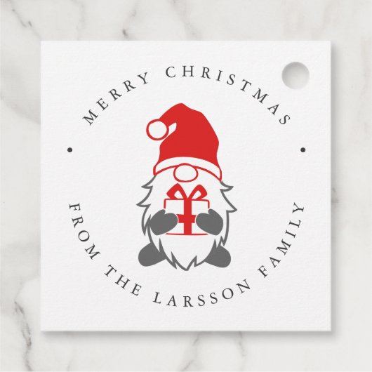 Funny Gnome met kerstcadeautje en Santa Hat Bedankjes Labels (Achterkant)
